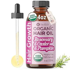 The ÉLIX USDA Organic Rosemary Oil for Hair Growth | Thickening Formula with Castor & Pumpkin Seed | for Hair Loss & Thinning | Made in USA | 4oz