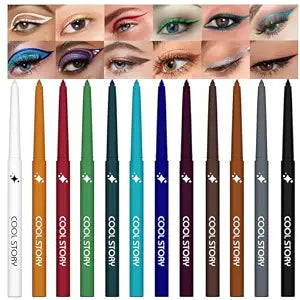 12 Colors Shimmer Eyeliner Pen Set, Waterproof, Long-Lasting, Glitter Eyeliner for Bold Eye Makeup, Metallic Glitter Finish, Eye Liner For Older Women, lapiz de ojos delineador de ojos contra el agua
