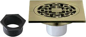 Kingston BSF4272AB 4" Brass Square Grid Shower Drain, Antique Brass