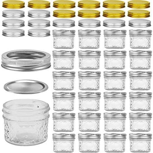 VERONES 25 PACK Mini Mason Jars, 4 OZ Canning Mason Jars With Regular Lids