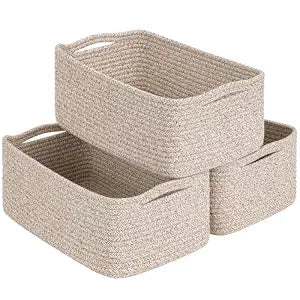Goodpick 3-Pack Rope Storage Baskets for Closet Organizing, 13 x 8 x 5