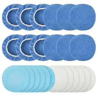 24 Pcs Car Buffing Pads 5-6 Inch Bonnet Set for Polishing Waxing