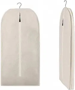 24x62 Cotton Garment Bag for Hanging Clothes, Garment Cover for Dust Free Storage