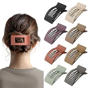 8 Pack Flat Claw Clips for Women - Matte No Slip Hair Clips for Thick & Thin Hair, Large French Claw Clips Strong Hold Styling Accessories