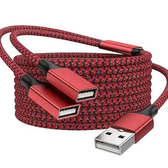 3.3FT USB Splitter 2 in 1 Out, A Male to 2 Female Extension Cable,Red