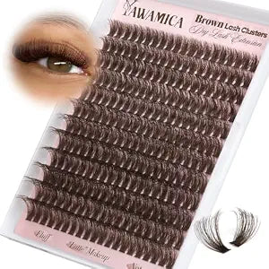 Dark Brown Lash Clusters 80D Fluffy Wispy Volume Cluster Eyelash Extensions D Curl 10ï¿½ï¿½ï¿½ï¿½ï¿½ï¿½ï¿½ï¿½ï¿½18mm Individual Cluster Lashes 240PCS Brown Eyelash Clusters DIY Lash Extension for Natur