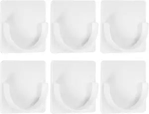 uxcell 6 Pack Shower Rod Holder, 1.61 Inch Adhesive Shower Curtain Rod Holder No Drilling Shower Rod Holders with Glue for Bathroom Bedroom, White(Rod Not Included)