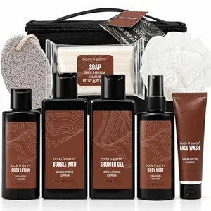 Body & Earth 8pc Sandalwood Gifts for Men Spa Gifts Bath Set for Man