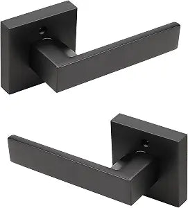 KNOBWELL 2 Pack Heavy Duty Dummy Door Lever Dummy Door Handle, Single Sided Handle for Interior Use in Matte Black Finish, for Both Right/Left Handing