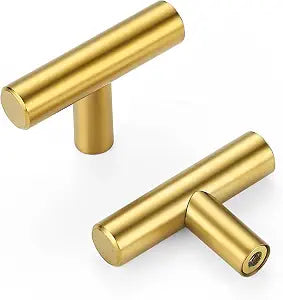 10 Pack Gold Cabinet Knobs 2 Inch Brushed Brass Drawer Knobs Single Hole
