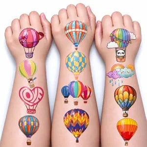 96PCS Hot Air Balloon Pre-cut Temporary Tattoos for Kids - Up up and