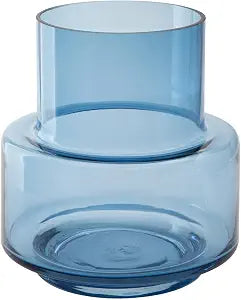 Signature Design by Ashley Bealen Indoor and Outdoor Decorative Glass Tabletop Vase with Wide Mouth, Contemporary Accent Piece, Blue, 8" W x 8" D x 9.75" H