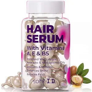 sohl-I.D. Hair Serum for Frizzy Hair, Treatment for Dry & Damaged Strands, Suitable for Curly Hair, Aceite y Gotas para el Cabello, Tratamiento para Cabello Seco y Maltratado, Smooth & Shine Capsules