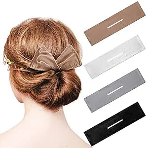 Syhood 4 Pieces Deft Hair Bun Maker, Black, Khaki, White, Gray