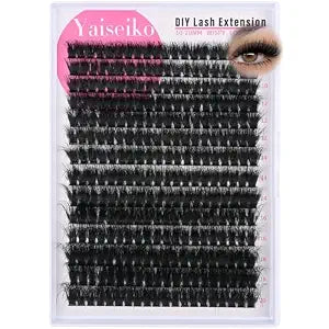 Yaiseiko Lash Clusters 80D Wispy 10-20mm Essential Volume Cluster Eyelash Extensions 280Pcs Wispy Individual Lashes D Curly Waterproof Eyelash Clusters Soft Individual Lashes Clusters DIY at Home