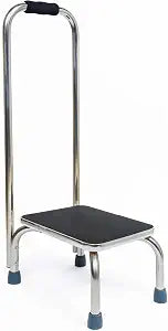 BodyMed Heavy-Duty Foot Step Stool with Handle and Non-Slip Rubber Platform for Seniors & Adults  Holds up to 300lbs, 9  in. Step Up, 18L x 11.5W x 34H
