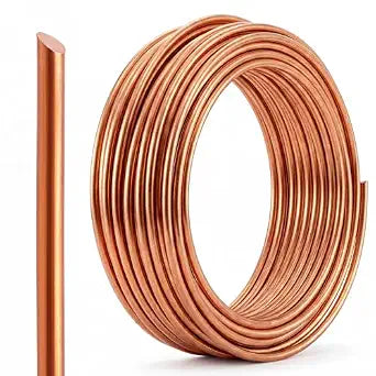 FairySandy 25Ft 8 AWG Solid Bare Copper Building Wire, High Conductivity Grounding Conductor & Overhead Power Distribution, Single Strand, 8 AWG Copper Wire for Electrical Connection