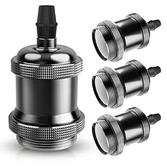 DiCUNO E26 Edison Vintage Lamp Socket for DIY Light, Pearl Black, 4-Pack