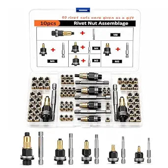 Head Rivet Nut Tool, Rivet Nut Tool Kit, Adaptable to Hand Tools or Drills M3 M4 M5 M6 M8
