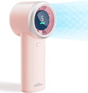 WHATOOK Portable Handheld Turbo Fan, 5 Speed Rechargeable Personal Fan