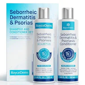 Roycederm Seborrheic Dermatitis & Psoriasis Shampoo and Conditioner Set - Effective Scalp Treatment for Folliculitis, Psoriasis, Dandruff, Dry Itchy Scalp - Soothing, Moisturizing Herbal Formula