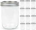 12 Pack 16 oz Wide Mouth Clear Mason Jars with Silver Metal Lids, Canning Jars for Overnight Oats, Food Storage, Dry Food, Snacks, Candies and More, 16oz mason jars