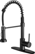 Kitchen Faucet with Pull Down Sprayer, Stainless Steel, Black