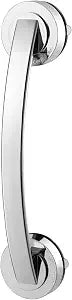 Cabilock Silver Suction Grab Bar for Shower & Bathtub  12 Inch Chrome Finish Safety Handle, Drill-Free Balance Assist for Seniors, Elderly & Disabled, Portable Bathroom Support Grip
