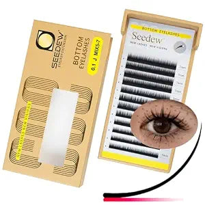 Bottom Lash Extensions, MIX5-7mm J Curl 0.10mm 12 Rows/Tray, Classic Individual Single Natural Soft Lightweight Eyelashes Grafting for Lash Artists, Beauty Salon(Matte Black-0.1-J-MIX5-7mm)
