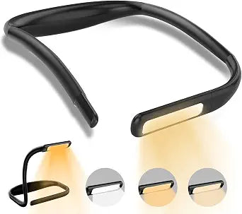 Neck Reading Light for Bed Adjustable: Bendable Arms 2-Pack Black