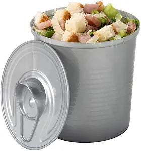 Restaurantware Plastic Canisters with Lid, 4 Ounce Pack of 20 Silver Round Plastic Food Containers Tin Can Style with Ridges, Canisters with Lids Crack Resistant for Storing Coffee, Candy