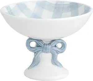 Mud Pie Ceramic Gingham Bow Candy Dish