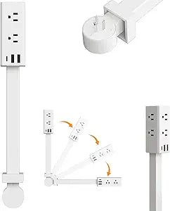 Electrical Outlet Extender Stick, 360 Rotating Outlet Extender, Power Strip with 6 Outlets & 3 USB Ports, Use Behind Couches,Nightstands,Desks,More