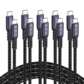 USB C to USB C Data Cable 3ft 5 Pack, USB C 3.2 Gen 2 20Gbps/4K@120Hz/100W