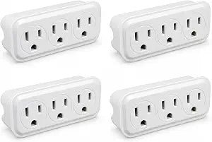 OSKOS 3 Outlet Triple Extender, 3 Prong Grounded Wall Tap, Multiple Outlet Adapter Plug for Travel Home Hotel Office, ETL Listed, 4 Pack