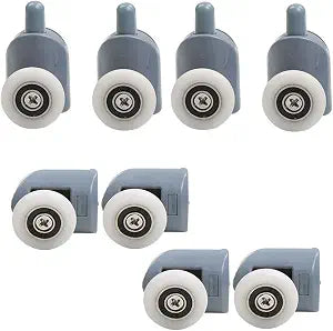 8PCS 1" Shower Door Rollers Single Shower Door Runners Wheels Pulleys Guides Home Bathroom DIY Replacement Parts (4Top+4Bottom)