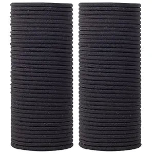 Sderoq 200 PCS Elastic Hair Tie, 4MM Black Hair Ties for Thick and Curly Hair Ponytail Holders Hair Elastic Band for Women or Men(4mm Black)