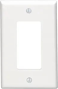 Leviton + 80601-W 1-Gang Decora/GFCI Device Wallplate + Midway Size + Thermoset + Device Mount + White
