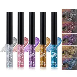5PCS Glitter Mascara Set,Charming Sparkle Colorful for Eyelashes