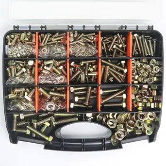Quibbay 976pcs Nuts and Bolts Assortment Kit, Grade 8.8 Metric Bolt Assortment with Assorted Nuts and Washers, Heavy Duty M6 M8 M10 M12 Hex Bolts and Nuts Kit, Yellow Zinc Plated, Length from 16-50mm