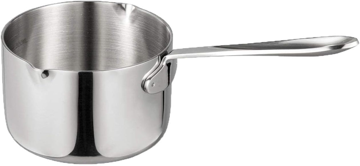 IMEEA 10oz/300ml Mini Butter Warmer Pot 18/10 Stainless Steel Small Sauce Pan with Dual Pour Spouts for Milk, Coffee, Single Serving