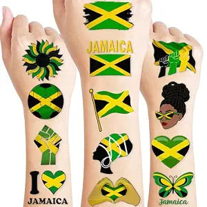 96 PCS Jamaica Flag Pre Cut Temporary Tattoos