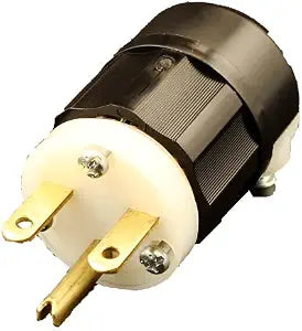 Leviton 15 Amp, 250 Volt, Industrial Grade, Angle Plug, Straight Blade, Grounding, 5666-C, Black-White