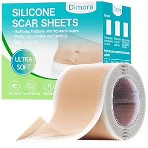 Dimora Medical Grade Silicone Scar Sheets -Ultra Soft Silicone Scar Tape (1.6���x60" Roll), Hypoallergenic Scar Removal Treatment for Surgical Scars, C Section, Tummy Tuck, Keloid Treatment
