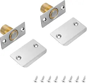 2 Pack Adjustable Door Ball Catch, Hidden Magnetic Ball Catch with Stainless Steel Strike Plate, Closet Ball Latch Replacement for Top of Door, Sliver