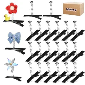 Abaodam 100PCS Metal Duckbill Hair Clips Black Alligator Clips for Crafts