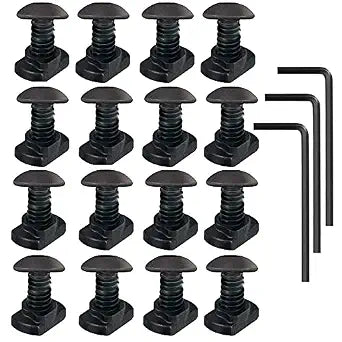 16 Pack M5 T-Nut Metric Camming Screw Replacement Sets Compatible with Standard Rail Systems, with Thread Locking Screws, Allen Wrench and Nuts(16 x Screws, 16 x Nuts and 3 x Wrench)