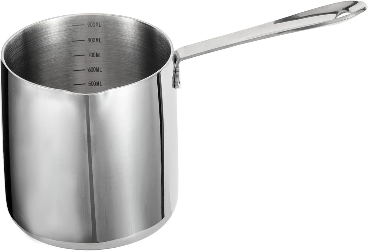 IMEEA 30oz Milk Butter Warmer Pot Tri-Ply Stainless Steel with Pour Spout