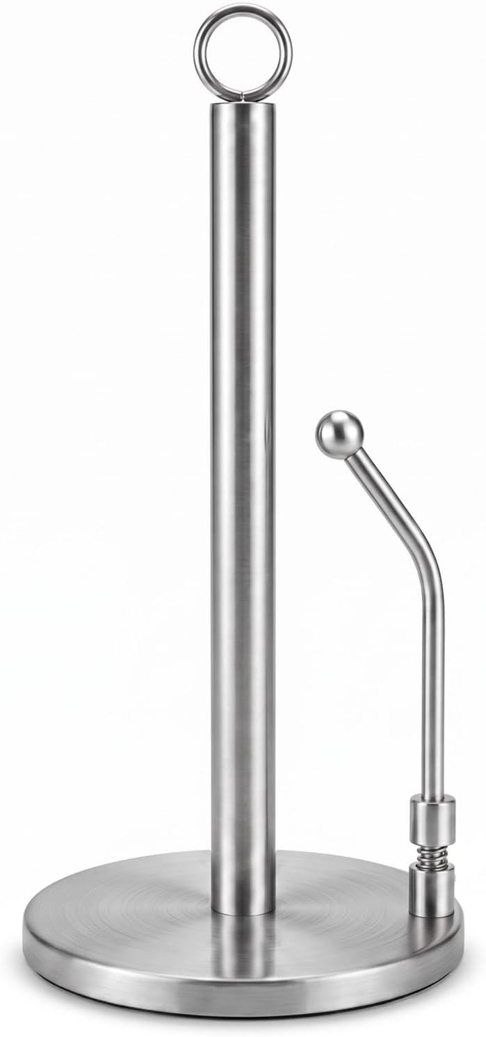 Paper Towel Holder Countertop, Stainless Steel Stand, Silver