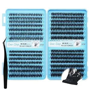 Adorance 560pcs Self Adhesive Lash Clusters Kit, 30D40D50D60D Mixed Length 10-16mm Natural Soft Individual Eyelashes, Press-on Volume Lashes Kit Including Tweezer